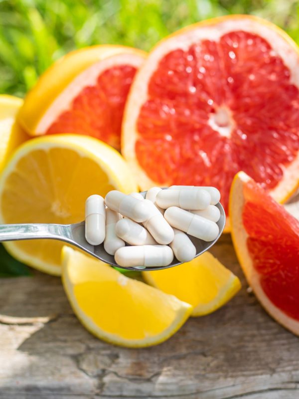 vitamin c and citrus. Selective focus. food.